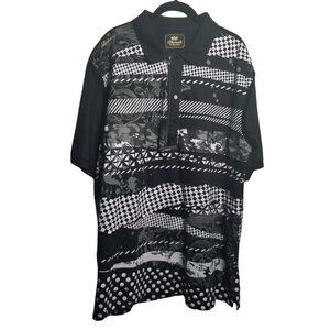 Akademiks Men's Black Graphic Goth Punk Streetwear Polo Shirt Sz XL